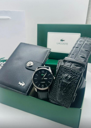 Подарочный набор для мужчины ремень, часы, кошелек + коробка #21134346