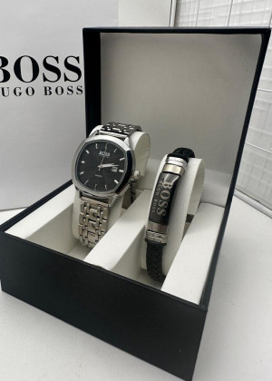 Подарочный набор для мужчины часы, браслет + коробка #21177525