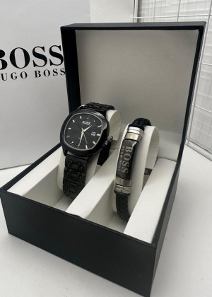 Подарочный набор для мужчины часы, браслет + коробка #21177527
