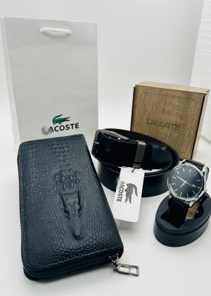 Подарочный набор для мужчины ремень, кошелек, часы + коробка #21247492