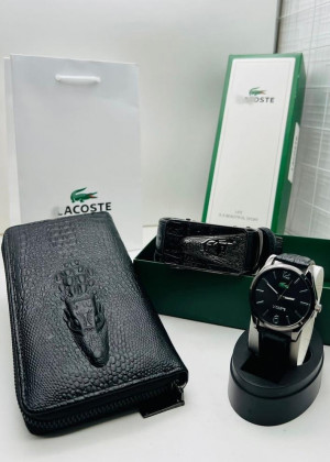 Подарочный набор для мужчины ремень, кошелек, часы + коробка #21247499