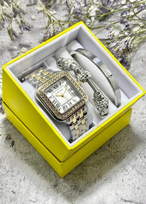 Подарочный набор для женщин часы, 2 браслета + коробка 22853240
