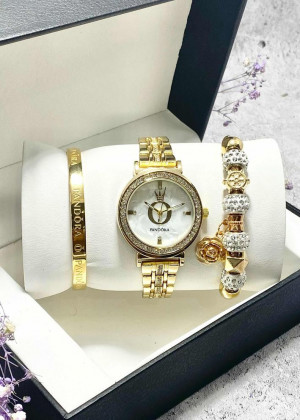 Подарочный набор для женщин часы, 2 браслета + коробка 22853327