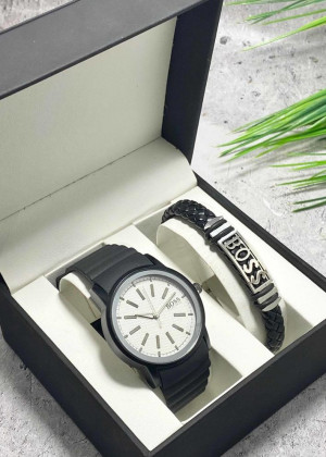 Подарочный набор для мужчины часы и браслет + коробка 22853351