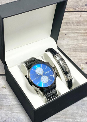Подарочный набор для мужчины часы и браслет + коробка 22853390