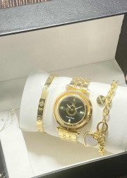 Подарочный набор для женщин часы, 2 браслета + коробка