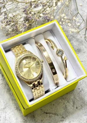 Подарочный набор для женщин часы, 2 браслета + коробка 23244975