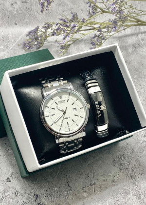 Подарочный набор для мужчины часы и браслет + коробка 23245247