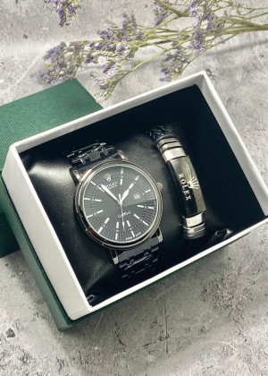 Подарочный набор для мужчины часы и браслет + коробка 23245250