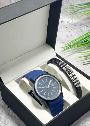 Подарочный набор для мужчины часы и браслет + коробка #23245294