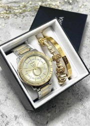Подарочный набор для женщин часы, 2 браслета + коробка