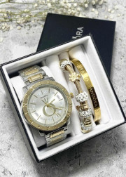 Подарочный набор для женщин часы, 2 браслета + коробка