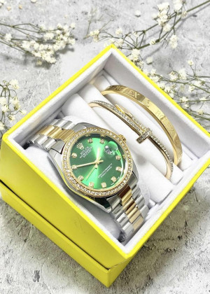 Подарочный набор для женщин часы, 2 браслета + коробка 23304516
