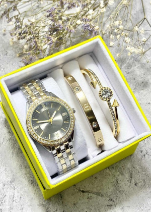 Подарочный набор для женщин часы, 2 браслета + коробка 23304535