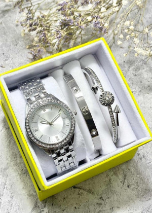 Подарочный набор для женщин часы, 2 браслета + коробка 23304539