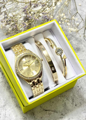 Подарочный набор для женщин часы, 2 браслета + коробка 23304542