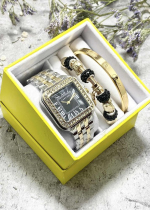 Подарочный набор для женщин часы, 2 браслета + коробка 23304571
