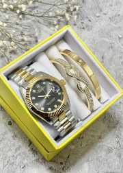 Подарочный набор для женщин часы, 2 браслета + коробка