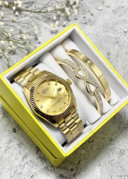 Подарочный набор для женщин часы, 2 браслета + коробка