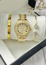 Подарочный набор для женщин часы, 2 браслета + коробка