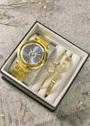 Подарочный набор для женщин часы, 2 браслета + коробка