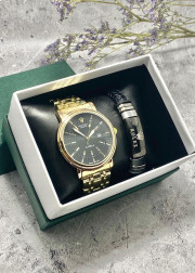 Подарочный набор для мужчины часы и браслет + коробка