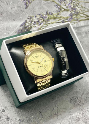 Подарочный набор для мужчины часы и браслет + коробка #23304796