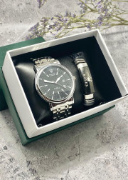 Подарочный набор для мужчины часы и браслет + коробка