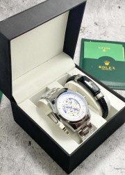 Подарочный набор для мужчины часы и браслет + коробка