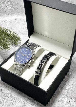Подарочный набор для мужчины часы и браслет + коробка 23304836